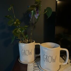 Rae Dunn White 'GROW' Ceramic Mug Planter